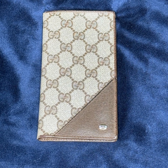 Gucci GG VINTAGE Bifold Monogram Wallet Checkbook Cover + Dust Bag - Picture 1 of 9